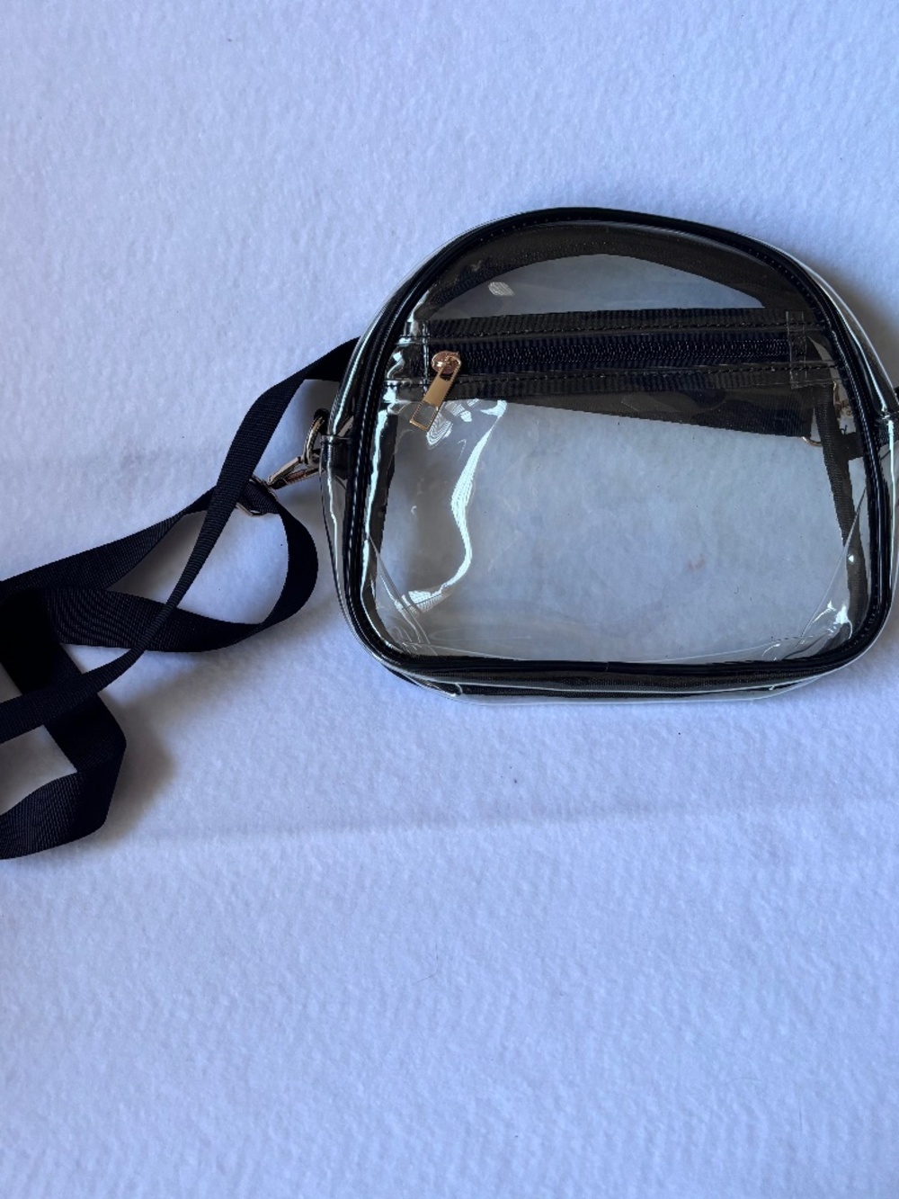 NWT Clear Crossbody Bag Stadium Approved Purse Black Trim Adjustable